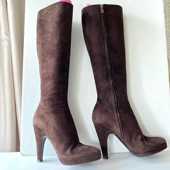 Prada brown suede platform boots - Picture 5 of 15